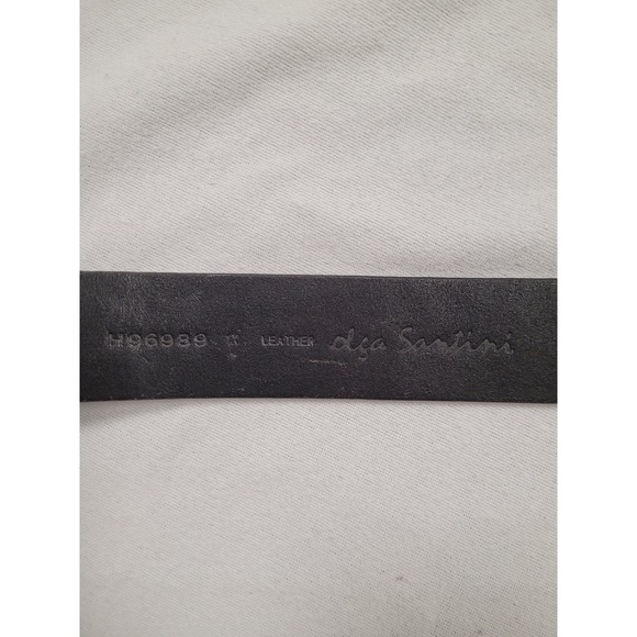 Black Leather Belt Western Boho Cowgirl Silver Buckle Olga Santini Women Sz 1X - Picture 2 of 4